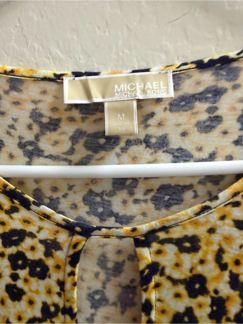 Michael Kors Yellow and Black Floral Keyhole Blouse - Picture 2 of 3